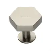 C4345 38-SN Heritage Brass Cabinet Knob Hexagon Design with Rose 38mm Satin Nickel finish