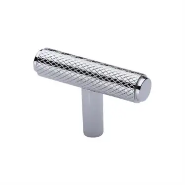 Click Here To Enlarge This Photo Of C4415-PC Heritage Brass Cabinet Knob Knurled T-Bar Design 45mm Polished Chrome finish