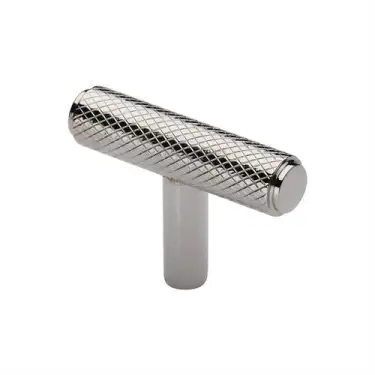 Click Here To Enlarge This Photo Of C4415-PNF Heritage Brass Cabinet Knob Knurled T-Bar Design 45mm Polished Nickel finish