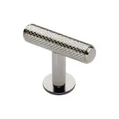 C4416-PNF Heritage Brass Cabinet Knob Knurled T-Bar Design with Rose 45mm Polished Nickel finish