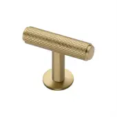 C4416-SB Heritage Brass Cabinet Knob Knurled T-Bar Design with Rose 45mm Satin Brass finish