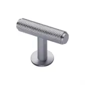 C4416-SC Heritage Brass Cabinet Knob Knurled T-Bar Design with Rose 45mm Satin Chrome finish