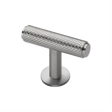 Click Here To Enlarge This Photo Of C4416-SN Heritage Brass Cabinet Knob Knurled T-Bar Design with Rose 45mm Satin Nickel finish