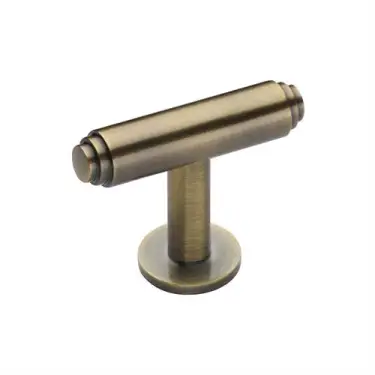 Click Here To Enlarge This Photo Of C4447-AT Heritage Brass Cabinet Knob Stepped T-Bar Design with Rose 45mm Antique Brass finish