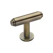 C4447-AT Heritage Brass Cabinet Knob Stepped T-Bar Design with Rose 45mm Antique Brass finish