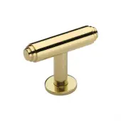 C4447-PB Heritage Brass Cabinet Knob Stepped T-Bar Design with Rose 45mm Polished Brass finish