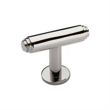 Click Here To Enlarge This Photo Of C4447-PNF Heritage Brass Cabinet Knob Stepped T-Bar Design with Rose 45mm Polished Nickel finish