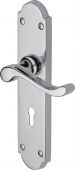 V750-PC Heritage Brass Door Handle Lever Lock Savoy Long Design Polished Chrome Finish