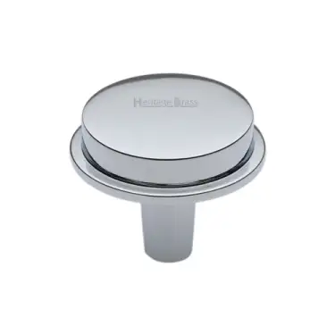 Click Here To Enlarge This Photo Of C4592 32-PC Heritage Brass Flat Round Knob Design 32 mm Polished Chrome finish