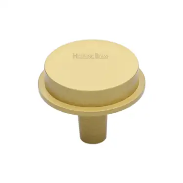 Click Here To Enlarge This Photo Of C4592 32-SB Heritage Brass Flat Round Knob Design 32 mm Satin Brass finish
