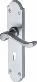 V750-SC Heritage Brass Door Handle Lever Lock Savoy Long Design Satin Chrome Finish