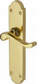 V760-PB Heritage Brass Door Handle Lever Latch Savoy Long Design Polished Brass Finish