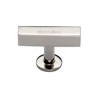 Click Here To Enlarge This Photo Of C4765-PNF Heritage Brass Cabinet Knob Symmetrical Square Design 44mm Polished Nickel finish