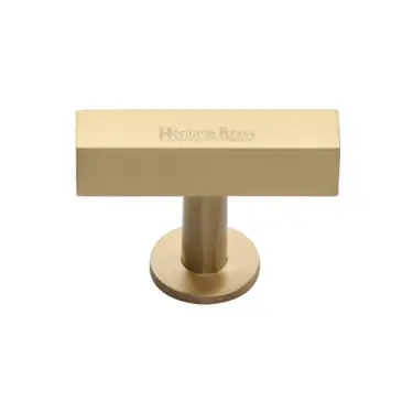Click Here To Enlarge This Photo Of C4765-SB Heritage Brass Cabinet Knob Symmetrical Square Design 44mm Satin Brass finish