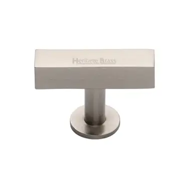 Click Here To Enlarge This Photo Of C4765-SN Heritage Brass Cabinet Knob Symmetrical Square Design 44mm Satin Nickel finish