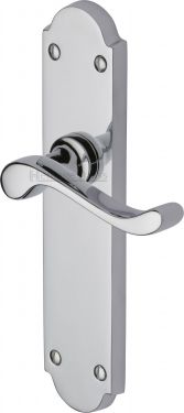 Click Here To Enlarge This Photo Of V760-PC Heritage Brass Door Handle Lever Latch Savoy Long Design Polished Chrome Finish