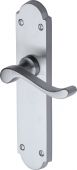 V760-SC Heritage Brass Door Handle Lever Latch Savoy Long Design Satin Chrome Finish