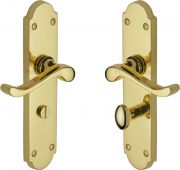 V765-PB Heritage Brass Door Handle For Bathroom Savoy Long Design Polished Brass Finish