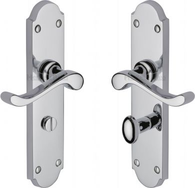 Click Here To Enlarge This Photo Of V765-PC Heritage Brass Door Handle For Bathroom Savoy Long Design Polished Chrome Finish