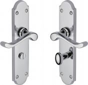V765-PC Heritage Brass Door Handle For Bathroom Savoy Long Design Polished Chrome Finish