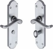 V765-SC Heritage Brass Door Handle For Bathroom Savoy Long Design Satin Chrome Finish