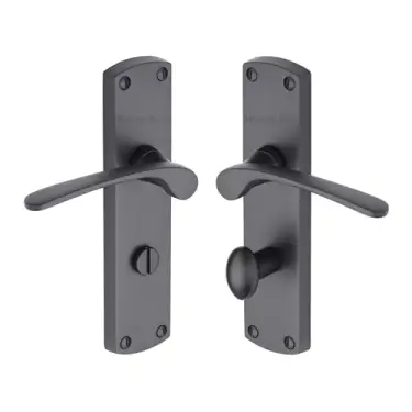 Click Here To Enlarge This Photo Of DIP7830-BKMT Heritage Brass Door Handle for Bathroom Diplomat Design Matt Black finish