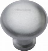 C113 32-SC Heritage Brass Cabinet Knob Victorian Round Design 32mm Satin Chrome Finish