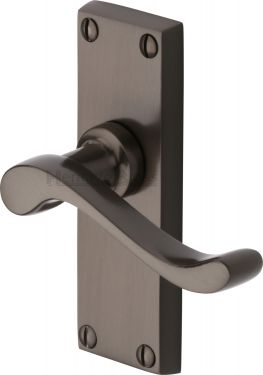 Click Here To Enlarge This Photo Of V800-MB Heritage Brass Door Handle Lever Latch Bedford Short Design Matt Bronze Finish