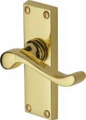 V800-PB Heritage Brass Door Handle Lever Latch Bedford Short Design Polished Brass Finish