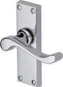 V800-PC Heritage Brass Door Handle Lever Latch Bedford Short Design Polished Chrome Finish