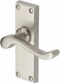 V800-SN Heritage Brass Door Handle Lever Latch Bedford Short Design Satin Nickel Finish