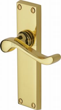 Click Here To Enlarge This Photo Of V803-PB Heritage Brass Door Handle Lever Latch Bedford Design Polished Brass Finish