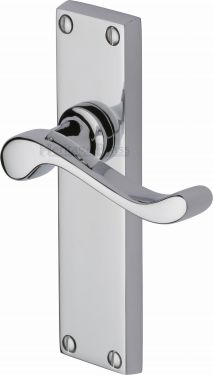 Click Here To Enlarge This Photo Of V803-PC Heritage Brass Door Handle Lever Latch Bedford Design Polished Chrome Finish