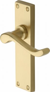 Click Here To Enlarge This Photo Of V803-SB Heritage Brass Door Handle Lever Latch Bedford Design Satin Brass Finish