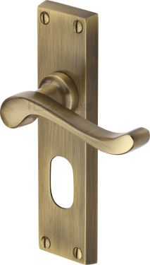 Click Here To Enlarge This Photo Of V805-AT Heritage Brass Door Handle For Oval Profile Plate Bedford Design Antique Brass Finish