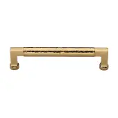 HAM0312 320-PB Heritage Brass Cabinet Pull Bauhaus Hammered Design 320mm ctc Polished Brass Finish