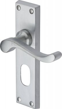 Click Here To Enlarge This Photo Of V805-SC Heritage Brass Door Handle For Oval Profile Plate Bedford Design Satin Chrome Finish