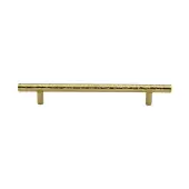 HAM0361 160-PB Heritage Brass Cabinet Pull T-Bar Hammered Design 160mm ctc Polished Brass Finish
