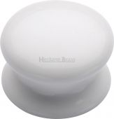 5038 Heritage Brass Cabinet Knob Plain White 38mm with Porcelain Base