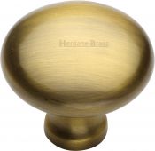 C113 38-AT Heritage Brass Cabinet Knob Victorian Round Design 38mm Antique Brass Finish