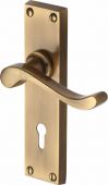 V810-AT Heritage Brass Door Handle Lever Lock Bedford Design Antique Brass Finish