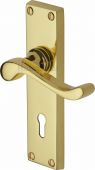 V810-PB Heritage Brass Door Handle Lever Lock Bedford Design Polished Brass Finish