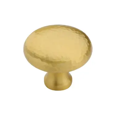 Click Here To Enlarge This Photo Of HAM113 32-SB Heritage Brass Cabinet Knob Victorian Round Hammered Design 32mm Satin Brass finish