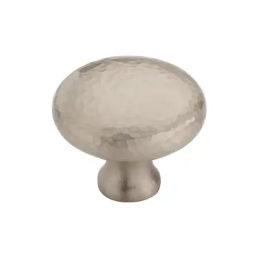 Click Here To Enlarge This Photo Of HAM113 32-SN Heritage Brass Cabinet Knob Victorian Round Hammered Design 32mm Satin Nickel finish