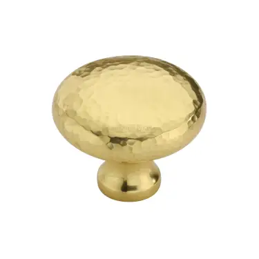 Click Here To Enlarge This Photo Of HAM113 38-PB Heritage Brass Cabinet Knob Victorian Round Hammered Design 38mm Polished Brass finish