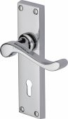 V810-PC Heritage Brass Door Handle Lever Lock Bedford Design Polished Chrome Finish
