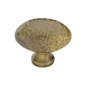 HAM114 32-AT Heritage Brass Cabinet Knob Victorian Oval Hammered Design 32mm Antique Brass finish