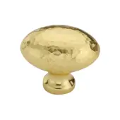 HAM114 32-PB Heritage Brass Cabinet Knob Victorian Oval Hammered Design 32mm Polished Brass finish