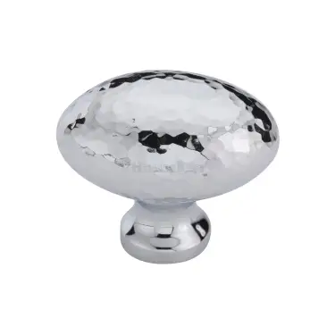 Click Here To Enlarge This Photo Of HAM114 32-PC Heritage Brass Cabinet Knob Victorian Oval Hammered Design 32mm Polished Chrome finish