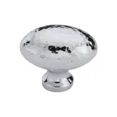 HAM114 32-PC Heritage Brass Cabinet Knob Victorian Oval Hammered Design 32mm Polished Chrome finish